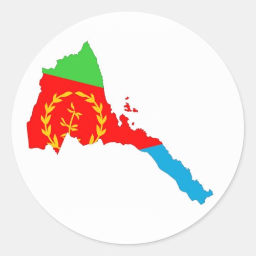 Eritrea country flag map shape silhouette classic round sticker