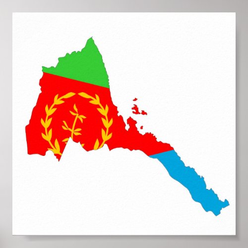 Eritrea country flag map shape silhouette poster