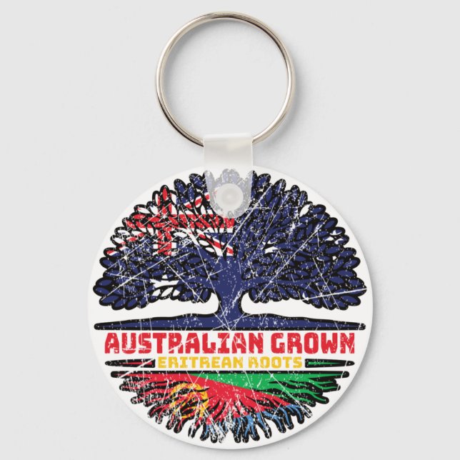 Eritrea Eritrean Australian Australia Tree Roots Keychain (Front)