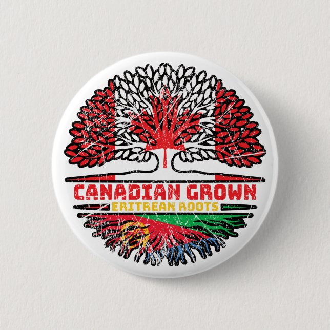 Eritrea Eritrean Canadian Canada Tree Roots Flag Button (Front)