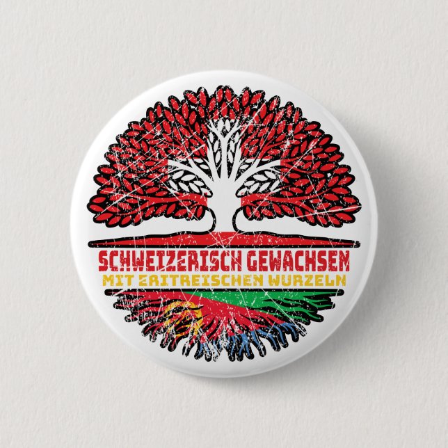 Eritrea Eritrean Schweizer Schweiz Baum Wurzel Button (Front)