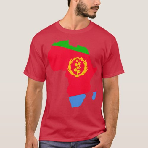 Eritrea Flag Clipped Inside Africa Map T_Shirt