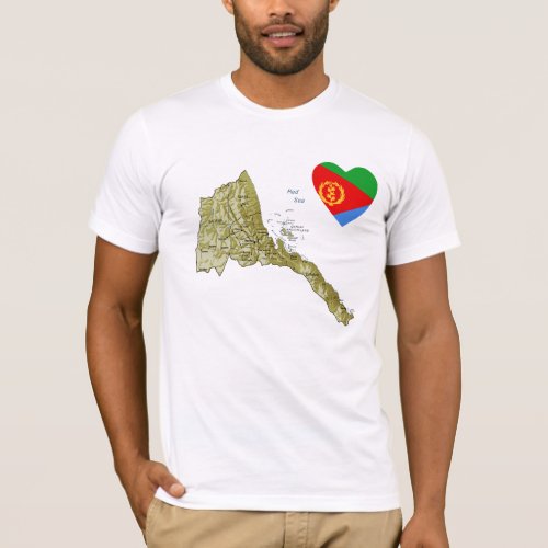 Eritrea Flag Heart and Map T_Shirt