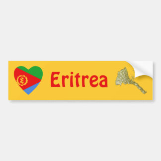 Eritrea Flag Heart + Map Bumper Sticker