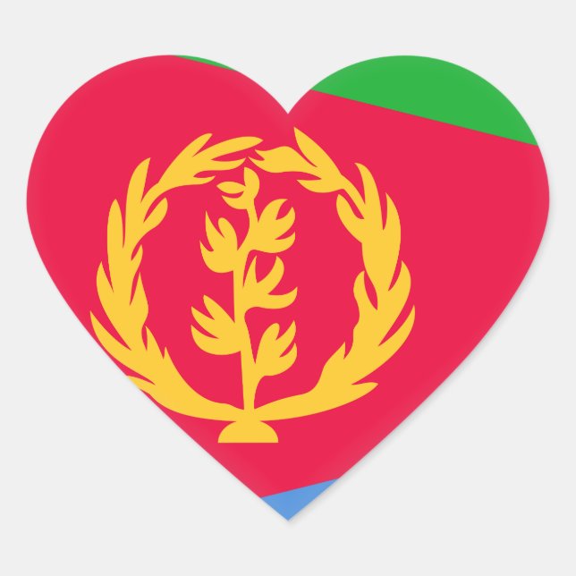 Eritrea Flag Heart Sticker (Front)