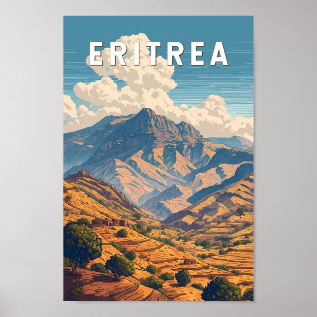 Eritrea Illustration Travel Art Vintage Poster (Front)