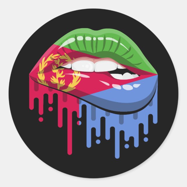 Eritrea lips pride root flag classic round sticker (Front)