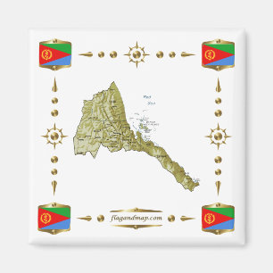 Eritrea Map + Flags Magnet