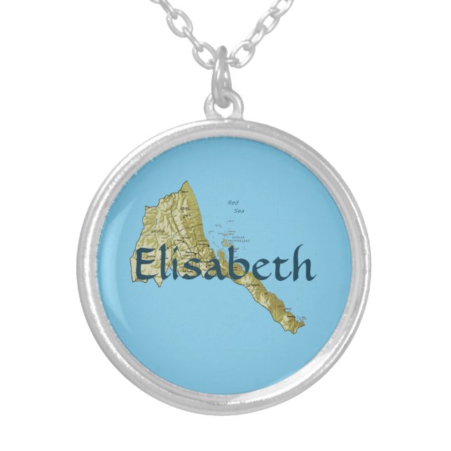 Eritrea Map + Name Necklace (Front)
