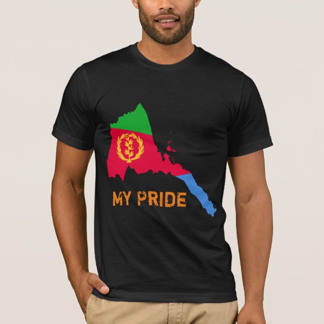 Eritrea My Pride With Eritrean Map  T-shirt Design (Front)