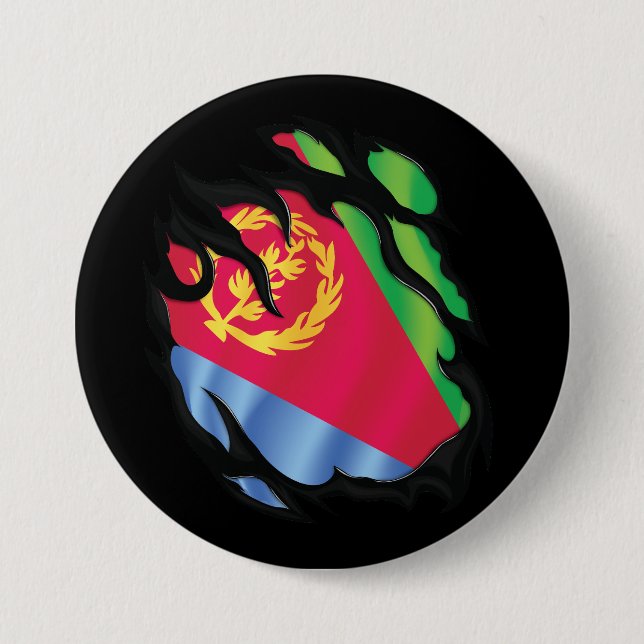 Eritrea Ripped Flag Button (Front)
