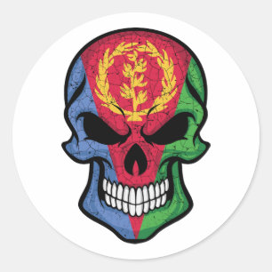 Eritrea Smiling Skull Flag Classic Round Sticker