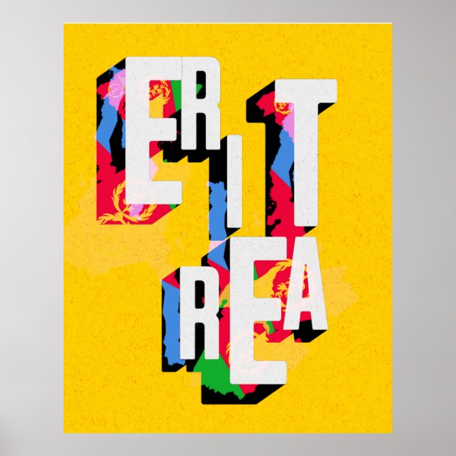 Eritrea With Eritrean Flag Background Poster (Front)