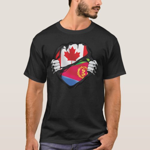 Eritrean Canadian Hands Ripped Roots Flag T_Shirt