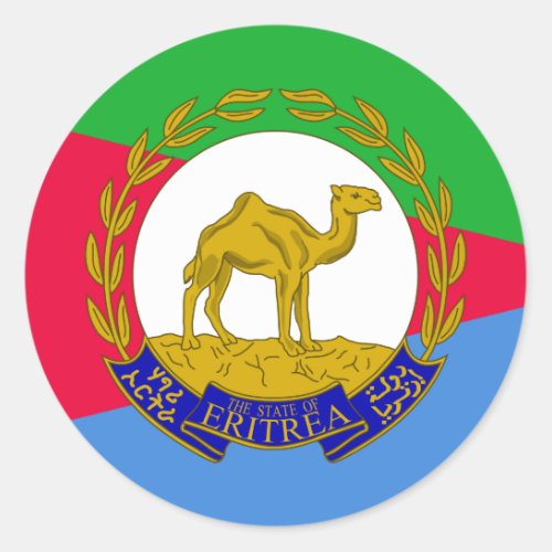 Eritrean Flag  National Emblem Flag of Eritrea Classic Round Sticker