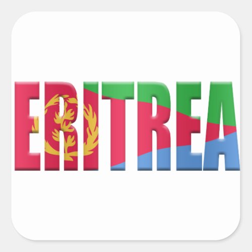 Eritrean flag word overlaid with the colours of th square sticker