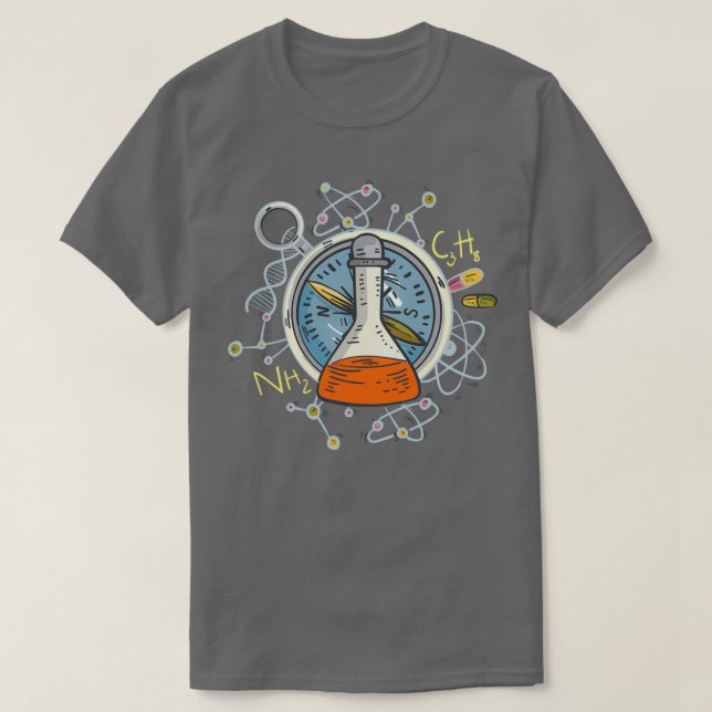 Erlenmeyer Flask Test Tube Chemistry Science T-Shirt (Design Front)