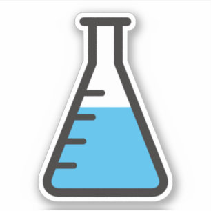 Erlenmeyer flask with liquid science sticker