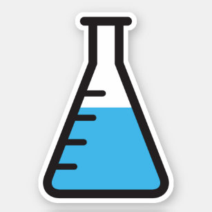 Erlenmeyer flask with liquid science sticker