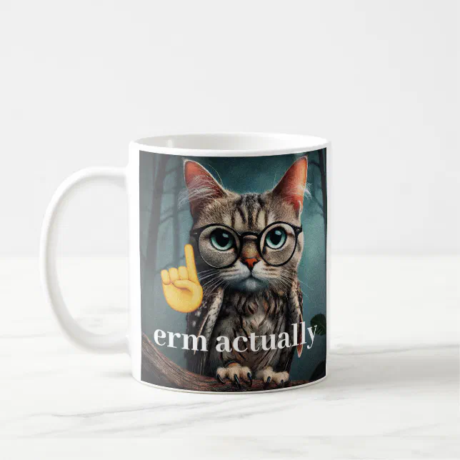 Erm Actually Sticker Erm Actually... Nerd Cat Meme Mug | Zazzle