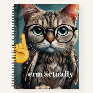 Erm Actually... Nerd Cat Meme  Notebook