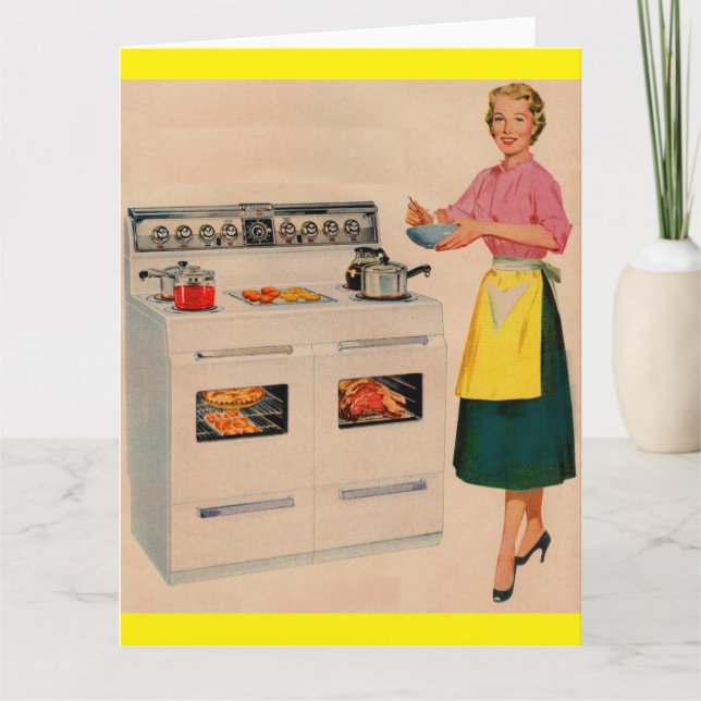 Erma and her double-barreled oven card (Front)