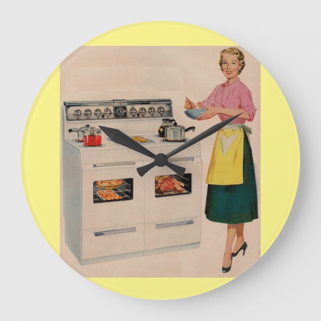 Erma and her double-barreled oven large clock (Front)