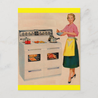 Erma and her double-barreled oven postcard