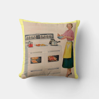 Erma and her double-barreled oven throw pillow