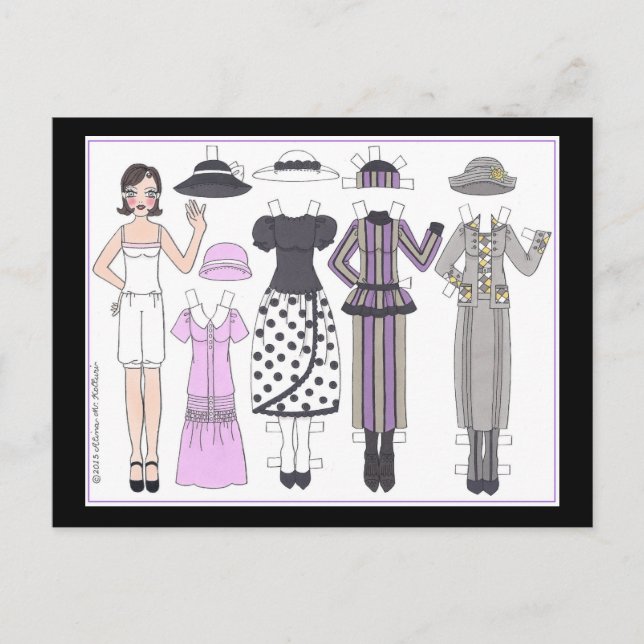 Erma, Art Deco Girl of the 1920s Paper Doll Postcard (Front)