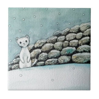 Ermine in the snow tile