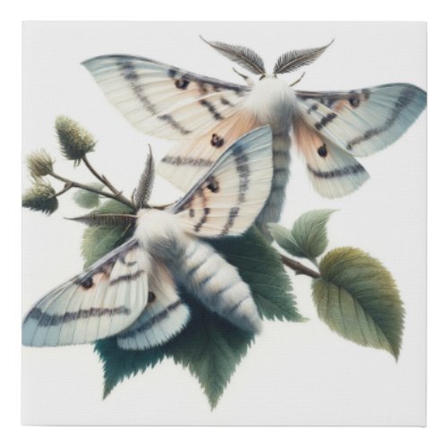 Ermine Moths Elegance IREF402 _ Watercolor Faux Canvas Print