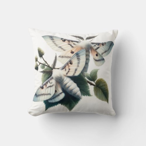 Ermine Moths Elegance IREF402 _ Watercolor Throw Pillow