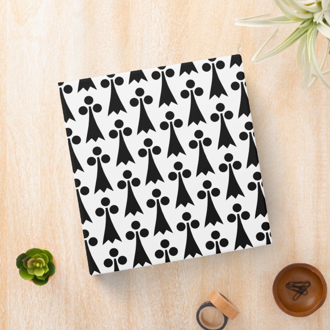 Ermine Pattern, Medieval Pattern, Black on White 3 Ring Binder (In Situ)