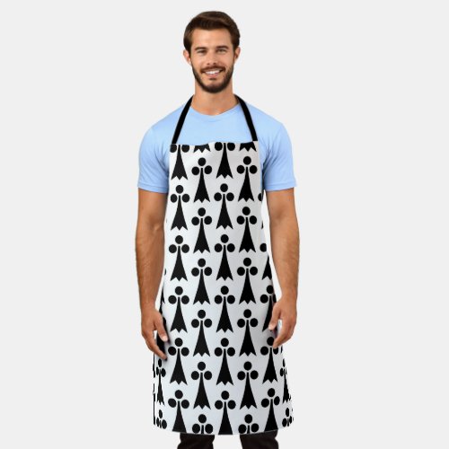 Ermine Pattern Medieval Pattern Black on White Apron