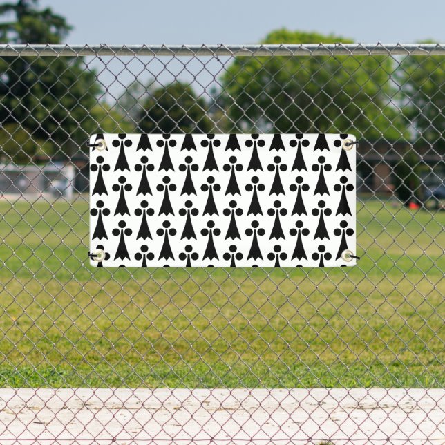Ermine Pattern, Medieval Pattern, Black on White Banner (Insitu)
