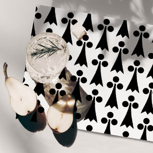 Ermine Pattern, Medieval Pattern, Black on White Cloth Placemat
