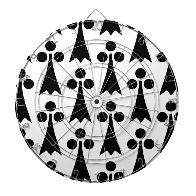 Ermine Pattern, Medieval Pattern, Black on White Dart Board (Front)