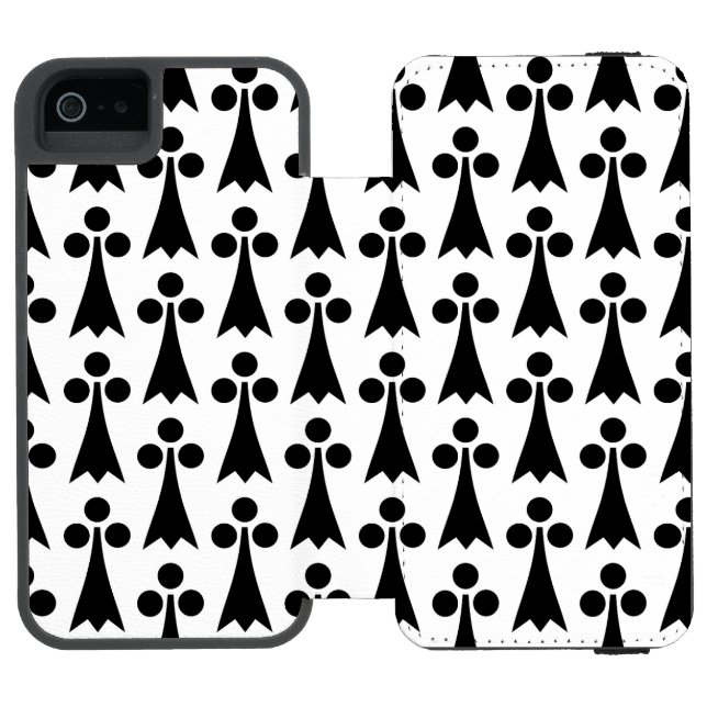Ermine Pattern, Medieval Pattern, Black on White Incipio iPhone Wallet Case (Folio Open)
