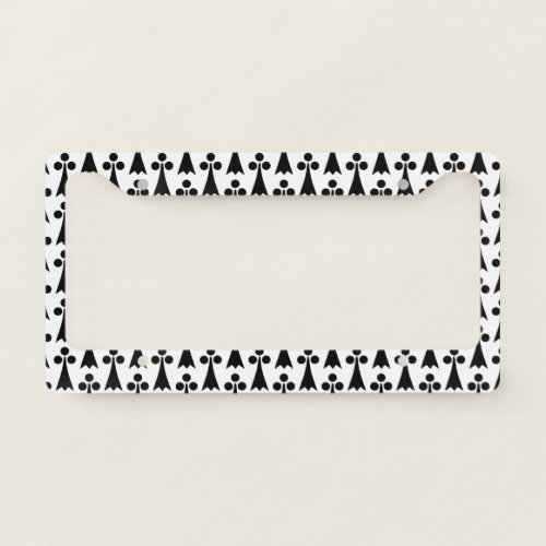 Ermine Pattern Medieval Pattern Black on White License Plate Frame