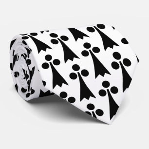Ermine Pattern, Medieval Pattern, Black on White Neck Tie