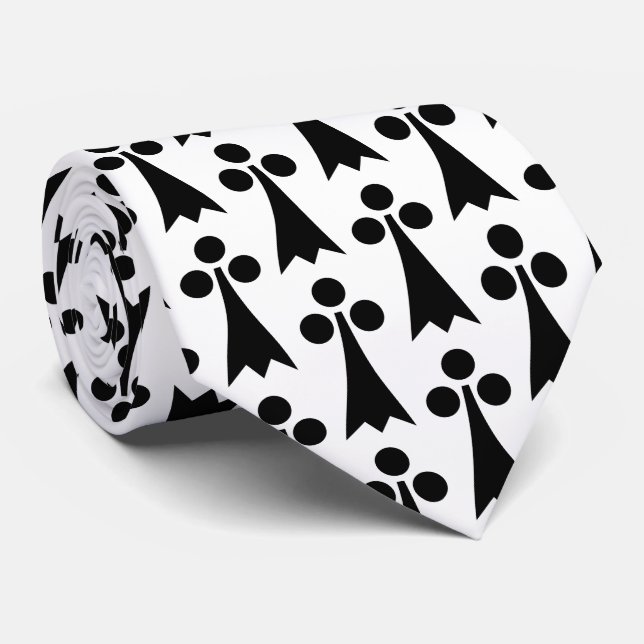 Ermine Pattern, Medieval Pattern, Black on White Neck Tie (Rolled)