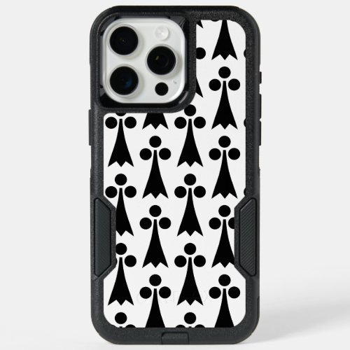 Ermine Pattern Medieval Pattern Black on White iPhone 15 Pro Max Case