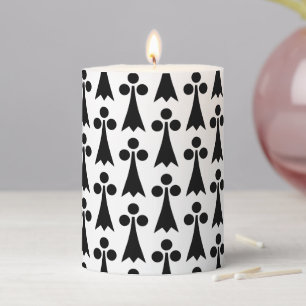 Ermine Pattern, Medieval Pattern, Black on White Pillar Candle