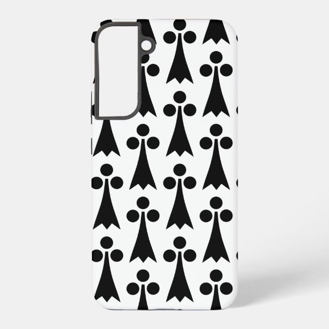 Ermine Pattern, Medieval Pattern, Black on White Samsung Galaxy Case (Back)