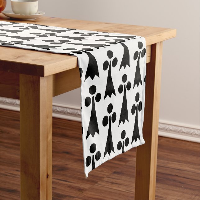 Ermine Pattern, Medieval Pattern, Black on White Short Table Runner (In Situ)