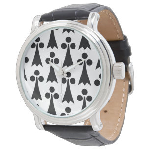 Ermine Pattern, Medieval Pattern, Black on White Watch