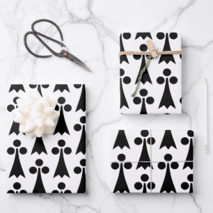 Ermine Pattern, Medieval Pattern, Black on White Wrapping Paper Sheets