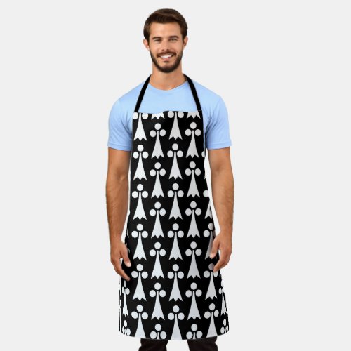 Ermine Pattern Medieval Pattern White on Black Apron