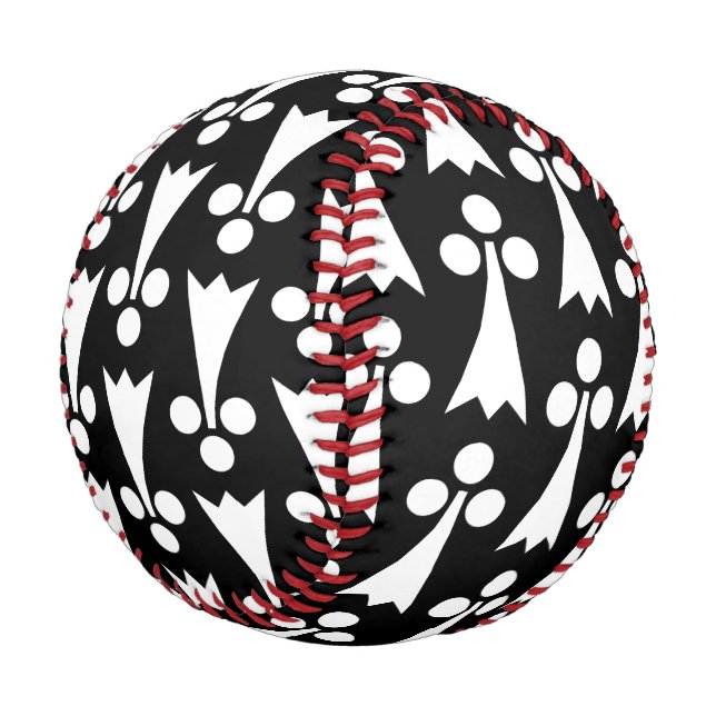 Ermine Pattern, Medieval Pattern, White on Black Baseball (Angled)